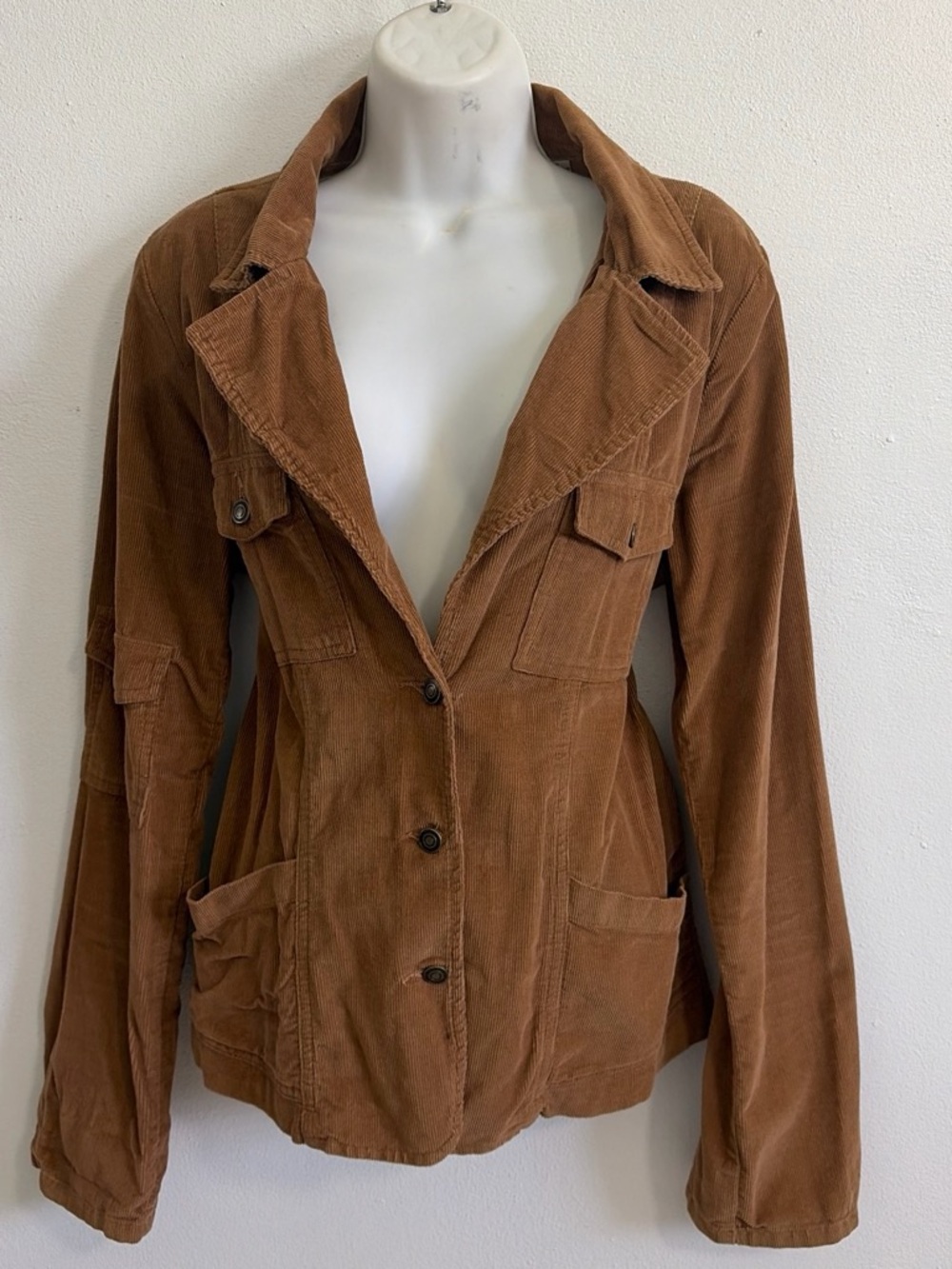 Corduroy brown blazer jacket Boho size L by Just the Girls